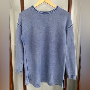 Tyler Boe Size M Blue Mineral Wash Rolled Neck Sweater 100% Cotton Preppy
